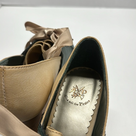 Alice and the Pirates Christopher Shoes High Heels Lace Up Shoes Tan Green US 7 - Picture 8 of 11